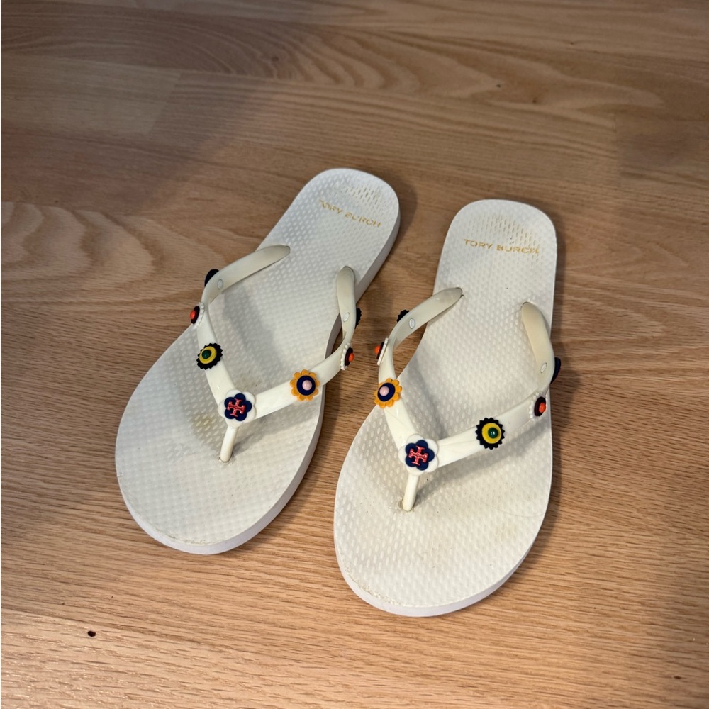 Tory Burch Cream Floral Women's Marguerite Sandals